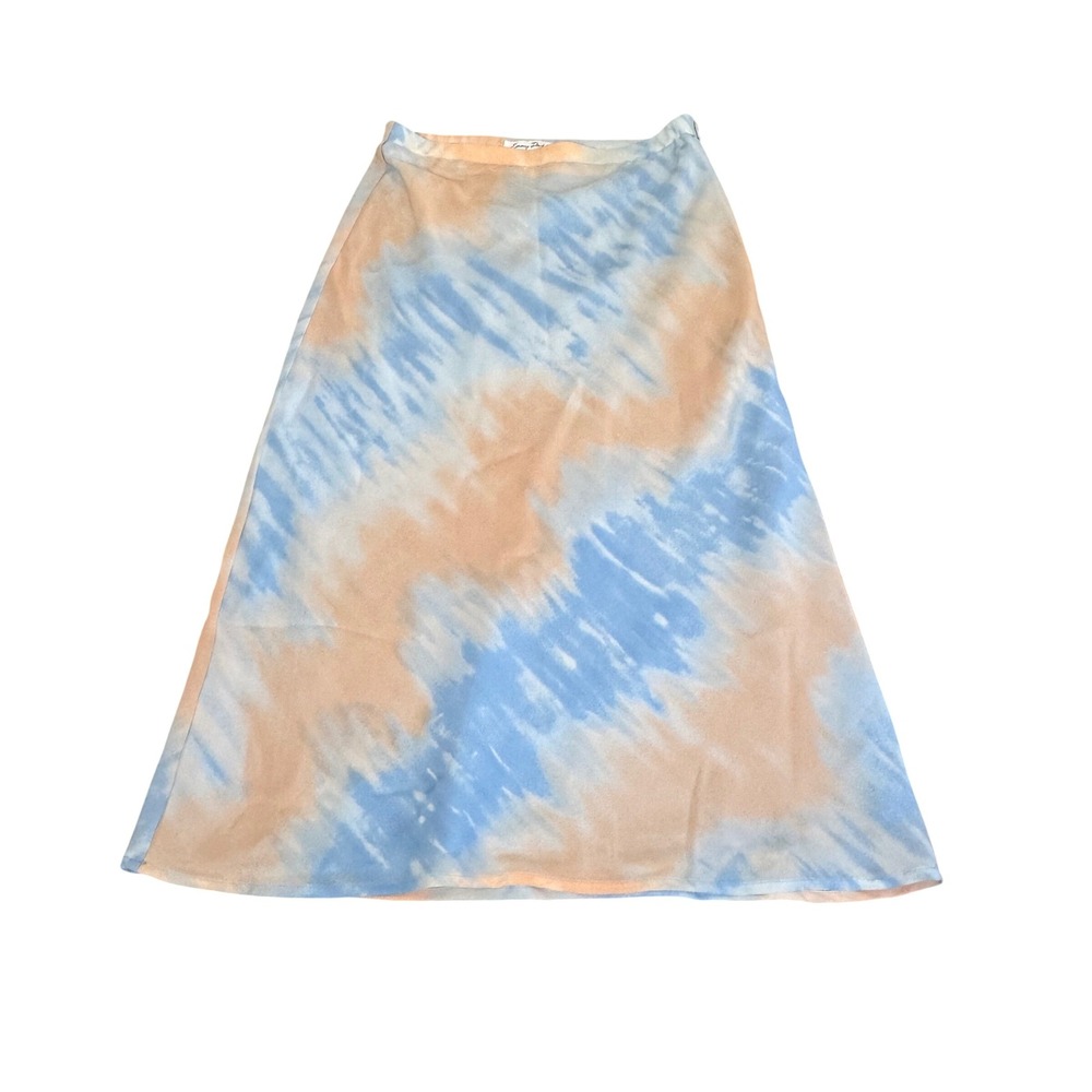 Emory Park Midi Skirt Size L A-Line Chiffon Blue Peach Pastel Ethereal‎ Beachy